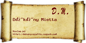 Dékány Mietta névjegykártya